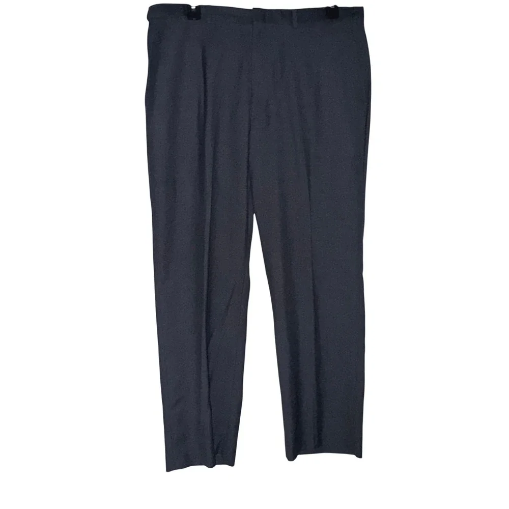 Haggar Mens 38x30‎ Dark Gray Pleated Dress Pants Polyester Rayon Blend